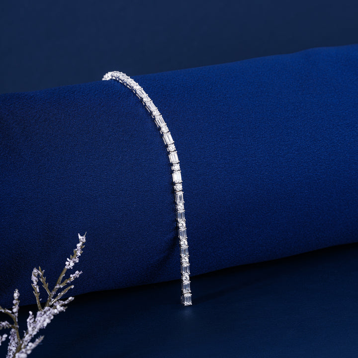 IGI Certified Lab Grown Diamond Tennis Bracelet 11.33 CTW Mixed Shape Emerald Round