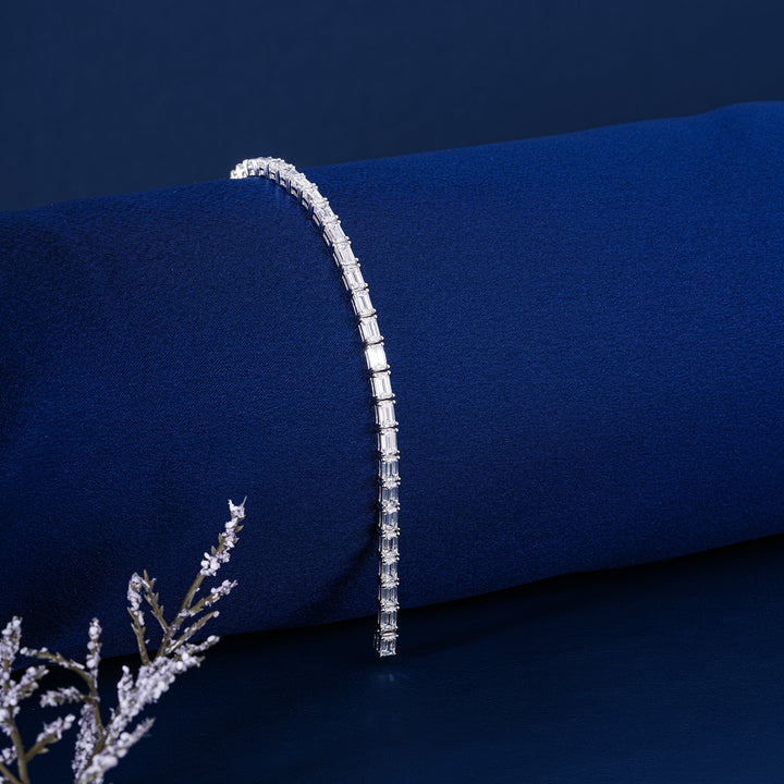 Modern 12.77 CT Emerald Cut Lab Grown Diamond Tennis Bracelet East West Setting