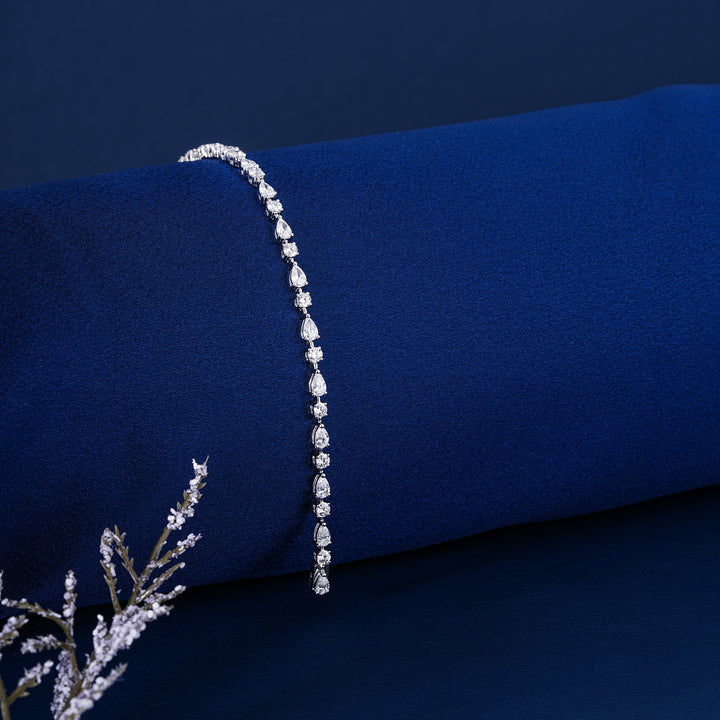 Romantic 4.50 Carat Pear And Round Cut Lab Grown Tennis Bracelet Unique