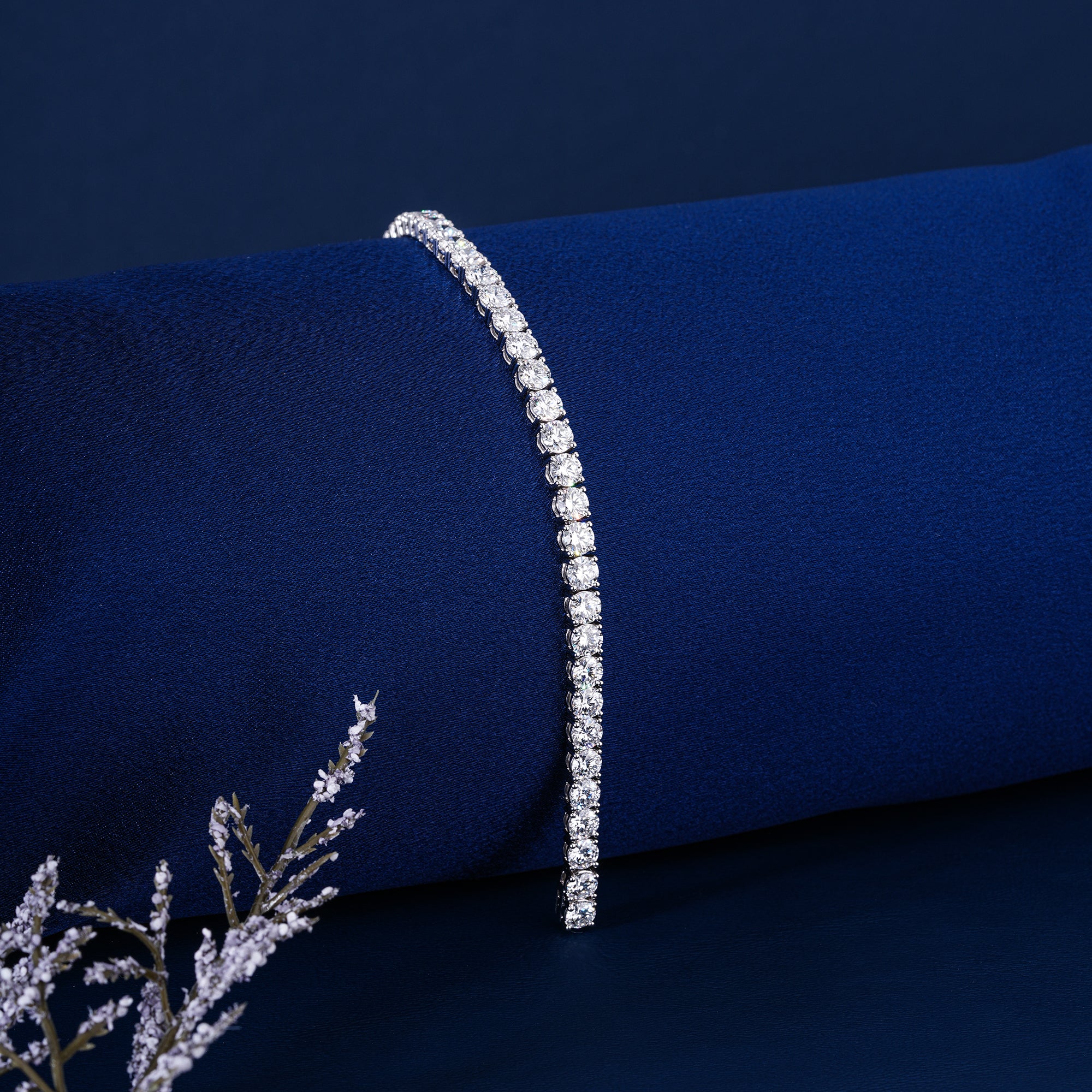 Heavy 8 CT Diamond Line Bracelet 3.5mm Stones Sparkly Stacking Bangle Bridal Wedding Jewelry