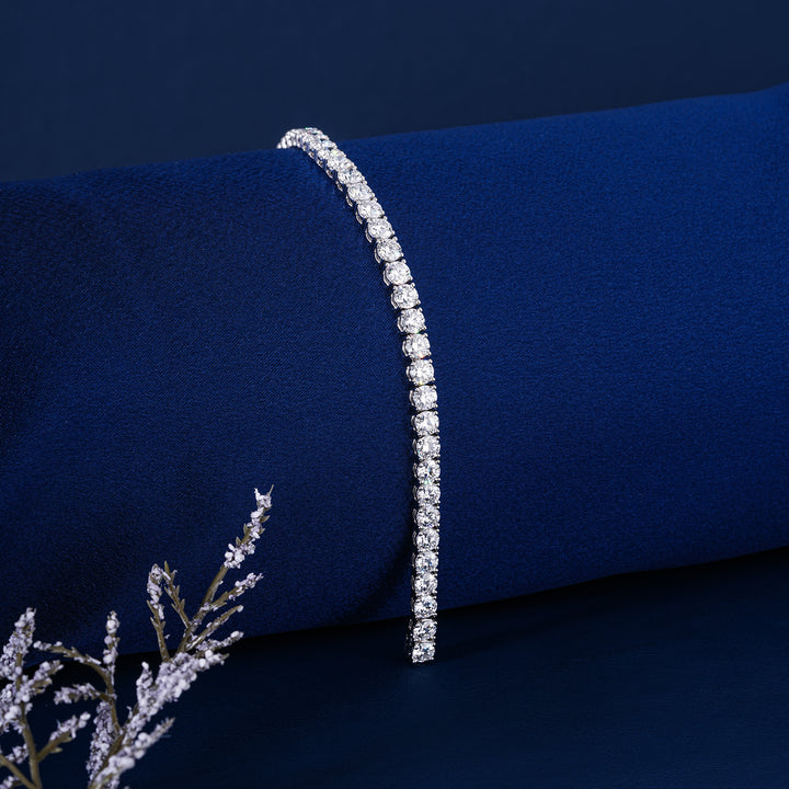 Stunning 17.601 CTW Lab Grown Diamond Tennis Bracelet Premium 4.5mm Round Shape Sparkly Classic Jewelry for Bridal Party
