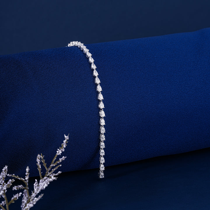 IGI Certified 5.34 CT Lab Grown Diamond Tennis Bracelet Pear Cut Teardrop Luxury