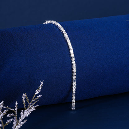 Emerald-Round Lab Grown Diamond Tennis Bracelet