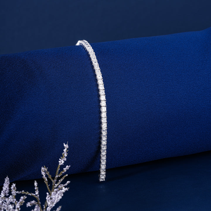 Vintage 12.50 Carat Lab Grown Tennis Bracelet Asscher Step Cut Statement Jewelry