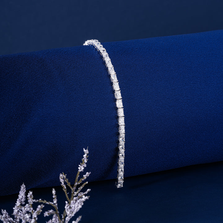 IGI Certified 16.03 CT Lab Grown Tennis Bracelet Elongated Radiant Cut Precious Jewelry