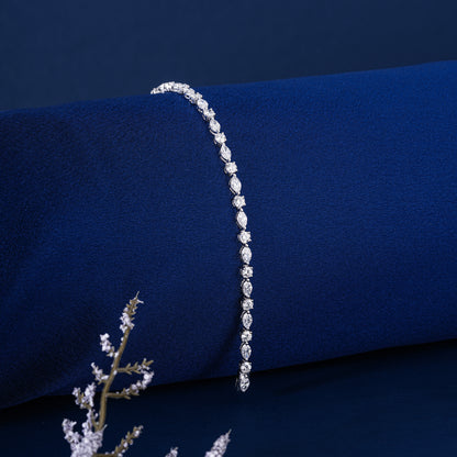 Marquise-Round Multi Cut Lab Grown Diamond Tennis Bracelet