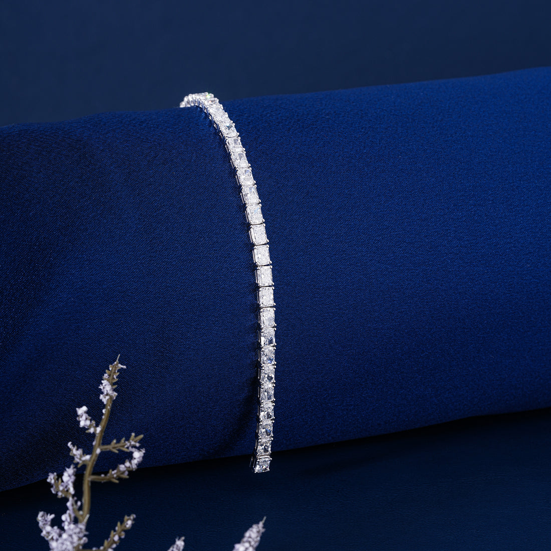 Thick 12.964 CTW Lab Grown Tennis Bracelet 4.7mm Rectangular Diamond Bridal Gift For