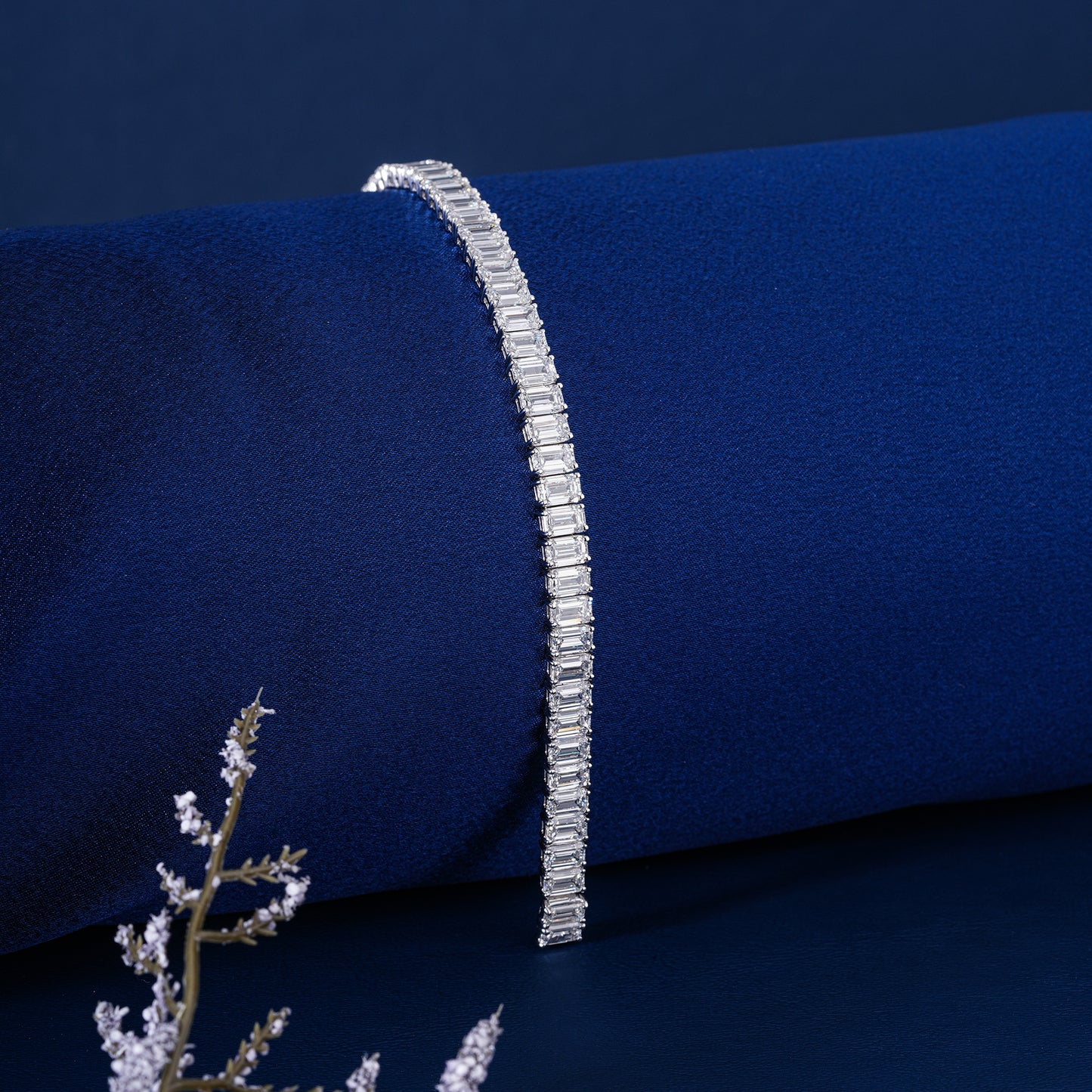 Emerald Cut Lab Grown Diamond Tennis Bracelet
