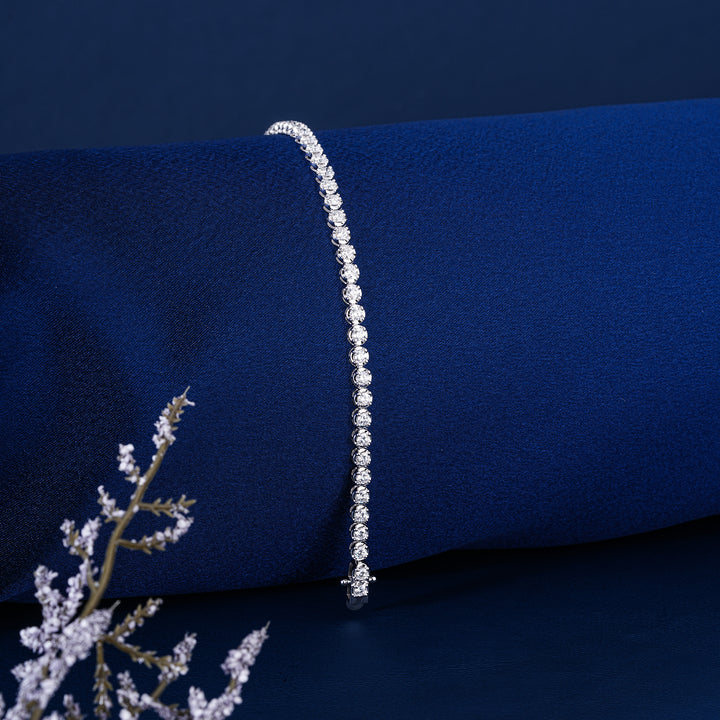 IGI Certified 3.08 CT Lab Grown Diamond Tennis Bracelet Round Cut 2.6mm Luxury Anniversary Jewelry for Women Wedding Gift