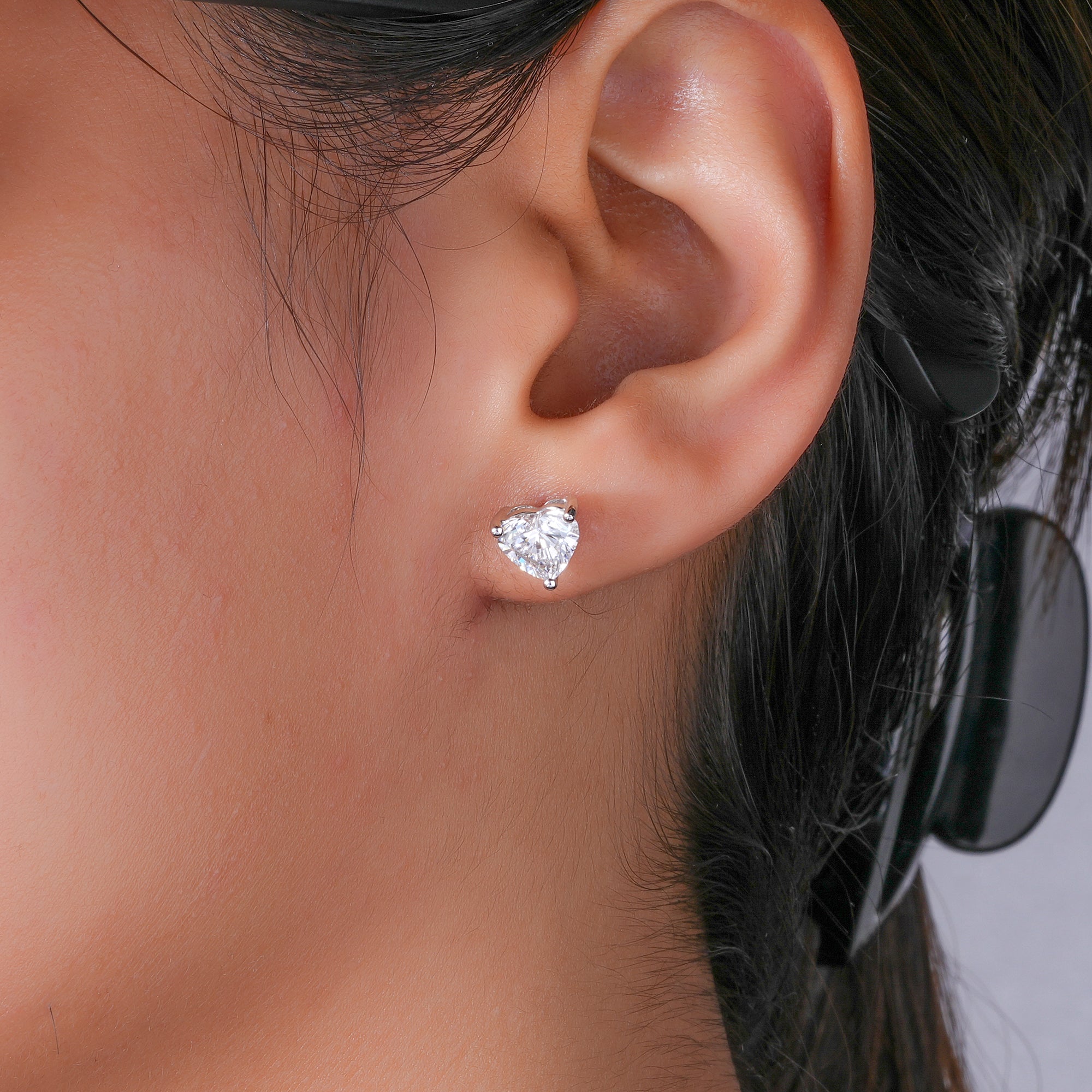 2.50 CT Lab Grown Diamond Heart Shape Stud Earrings