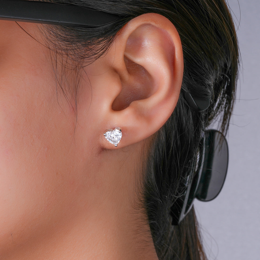 2.20 TCW Lab Grown Diamond Heart Cut Stud Earrings