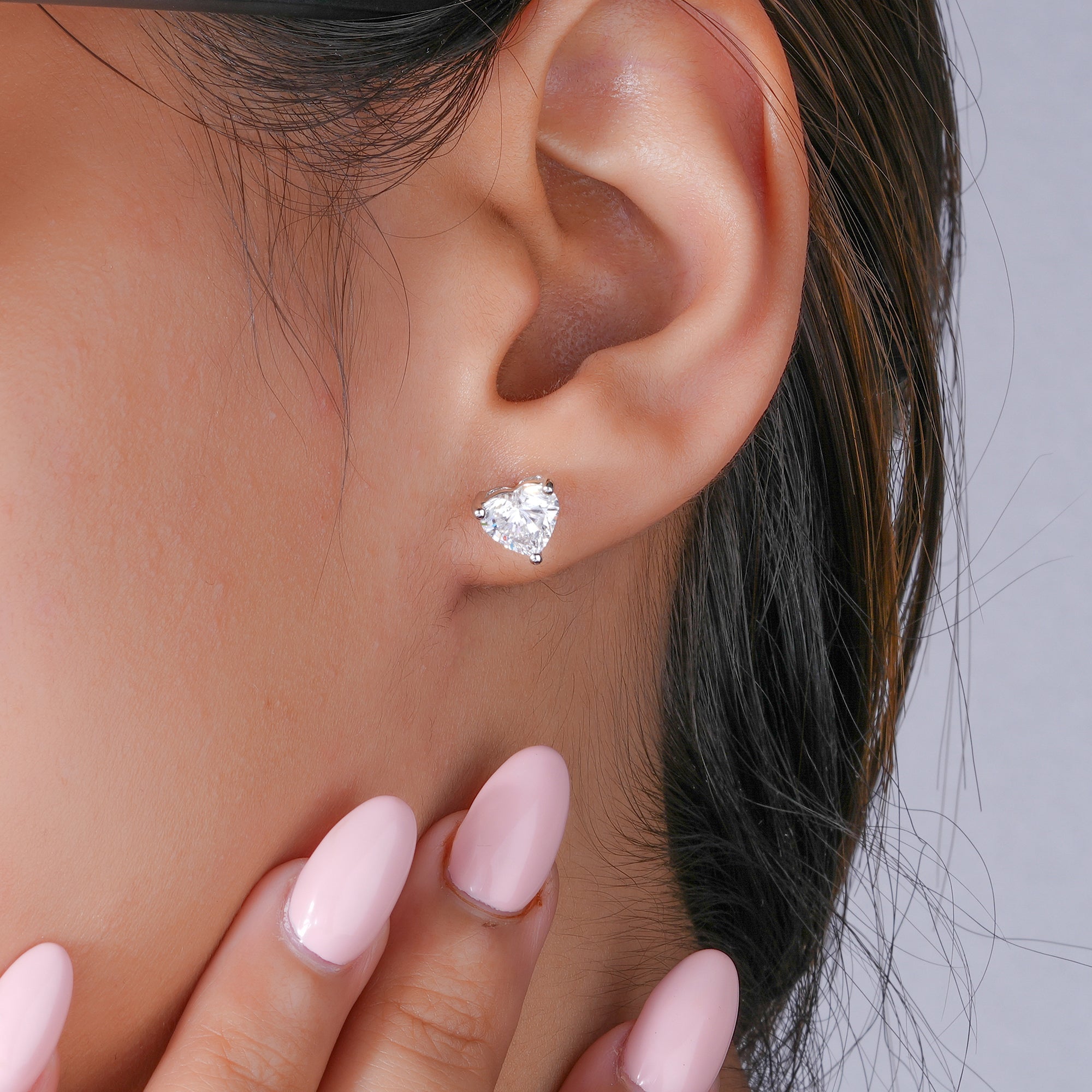 2.50 CT Lab Grown Diamond Heart Shape Stud Earrings