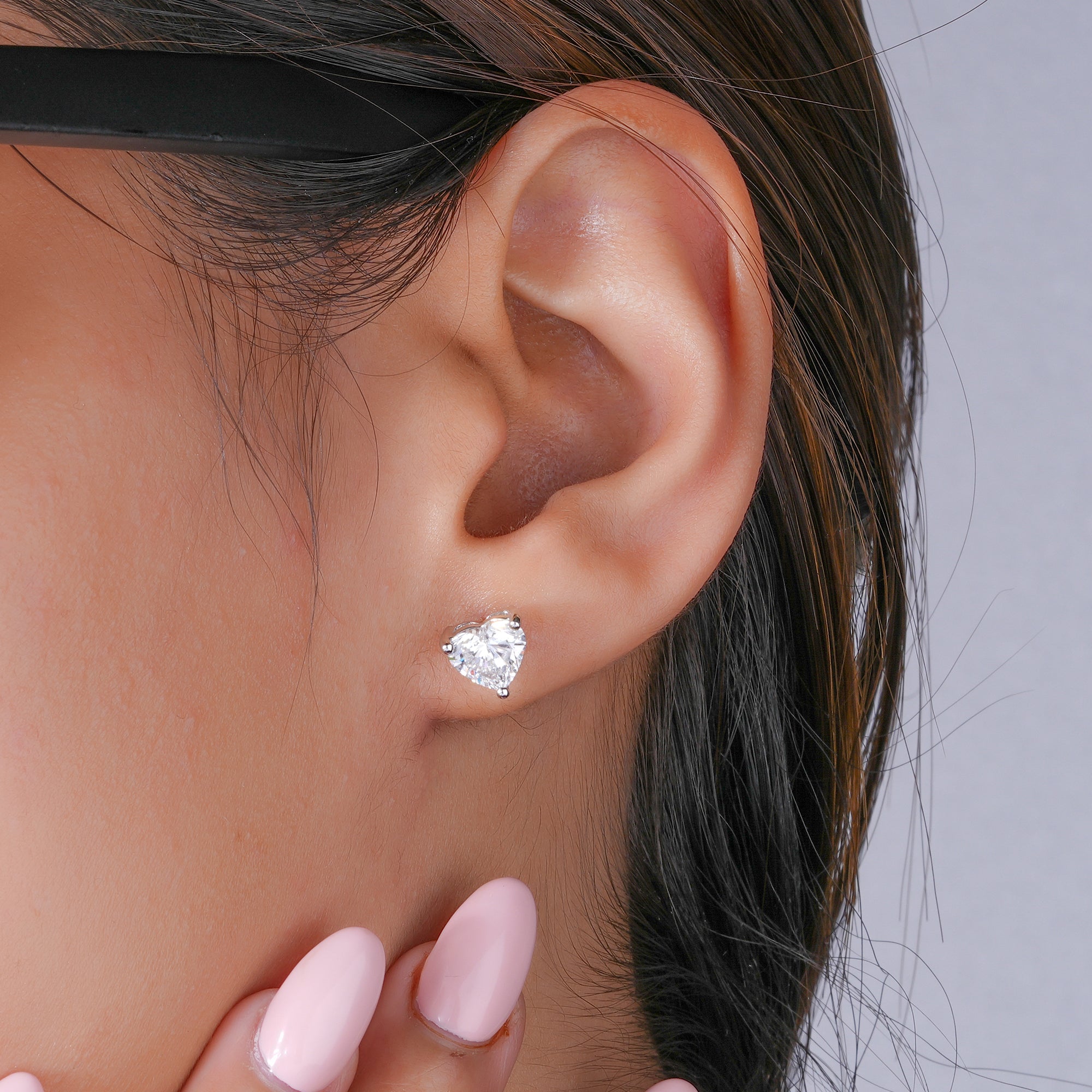 2.20 TCW Lab Grown Diamond Heart Cut Stud Earrings