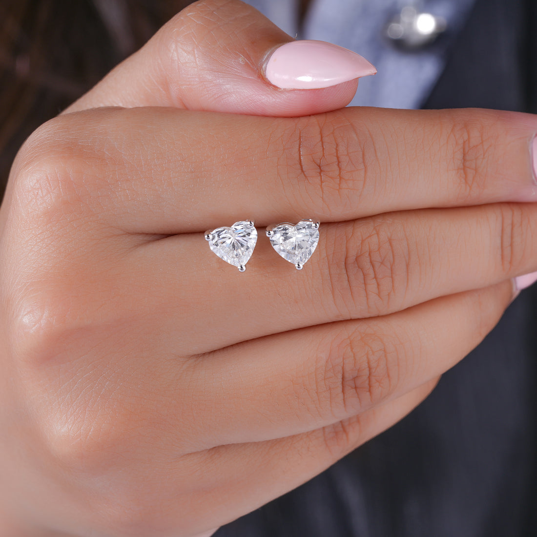 2.20 TCW Lab Grown Diamond Heart Cut Stud Earrings