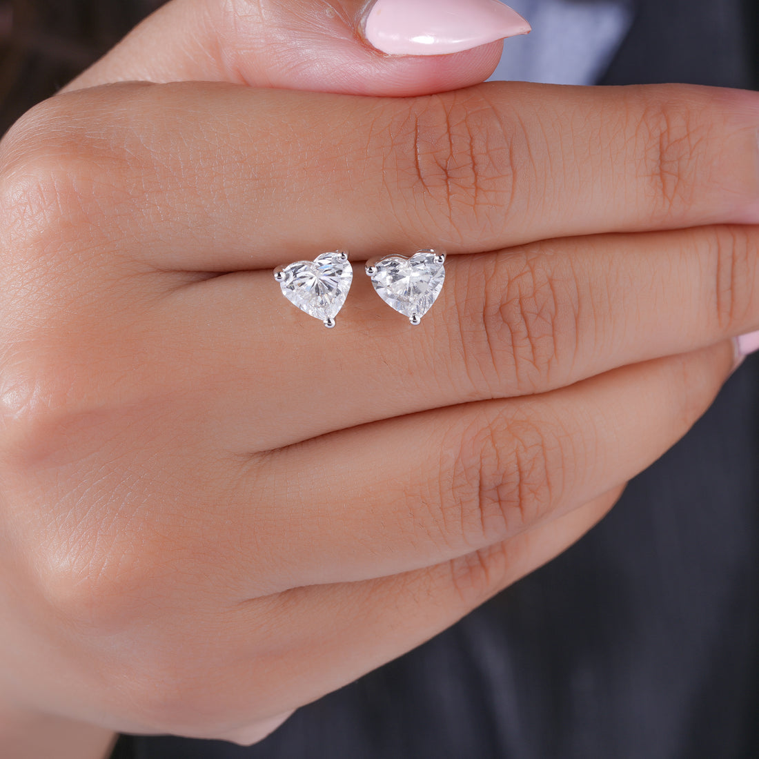 2.50 CT Lab Grown Diamond Heart Shape Stud Earrings