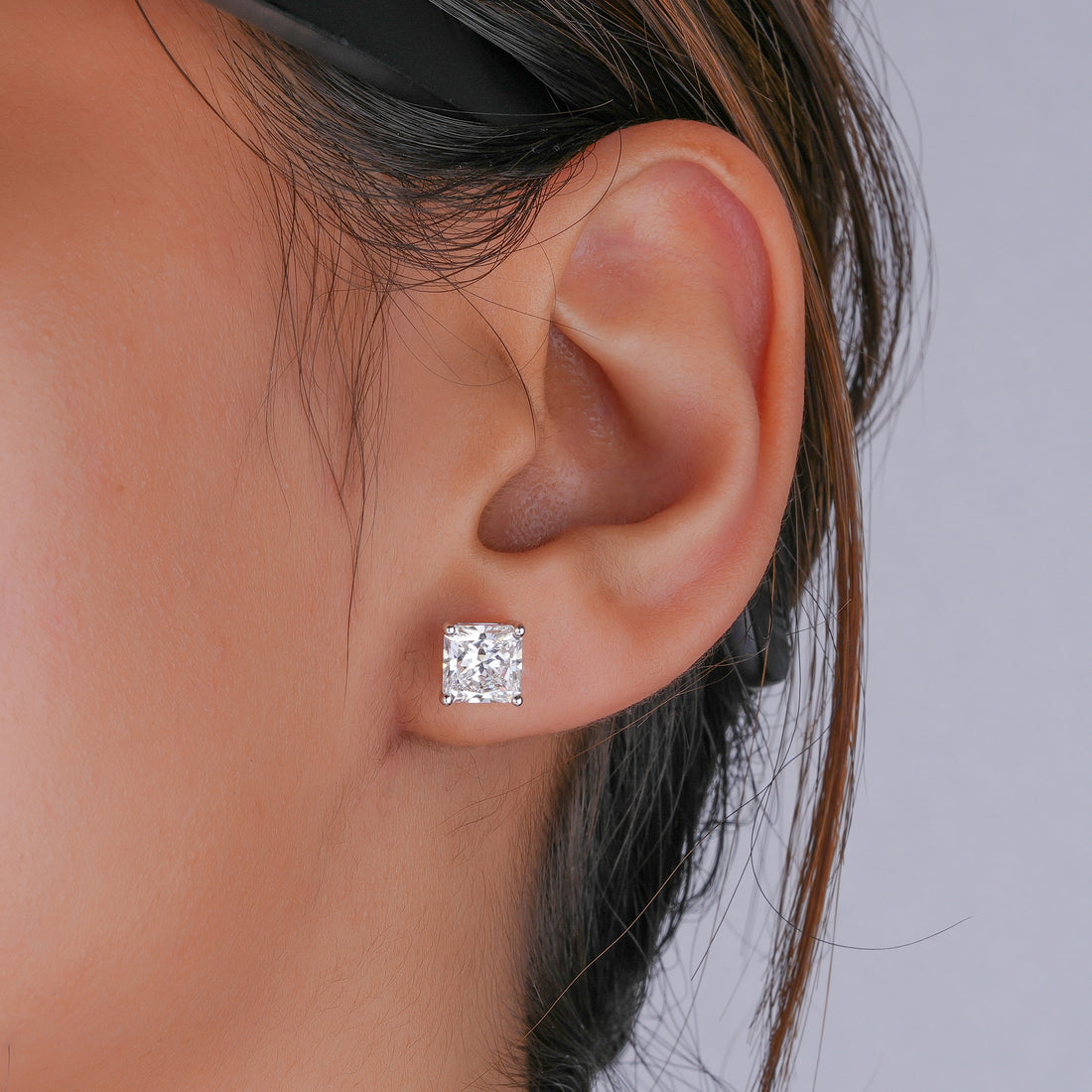 3.0 Princess Cut Lab Grown Diamond Stud Earrings