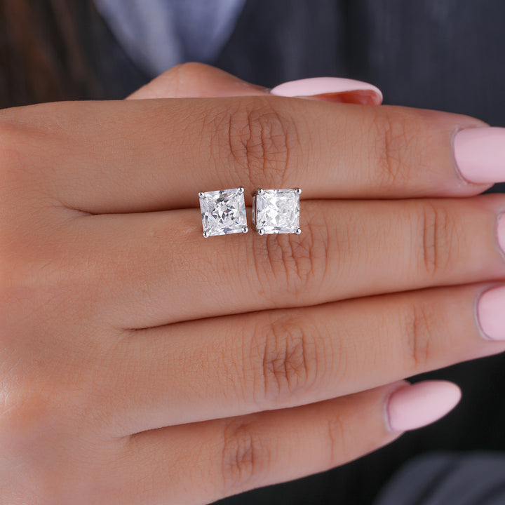 3.0 Princess Cut Lab Grown Diamond Stud Earrings