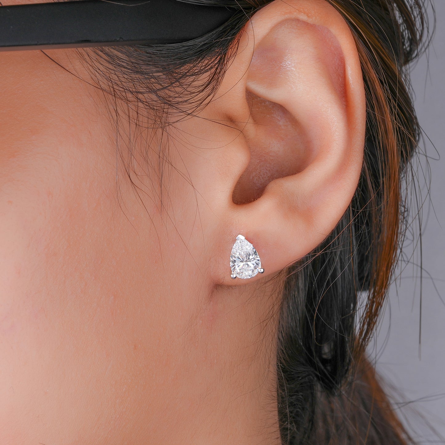 2.00 TCW Pear Cut Lab Grown Diamond Stud Earrings