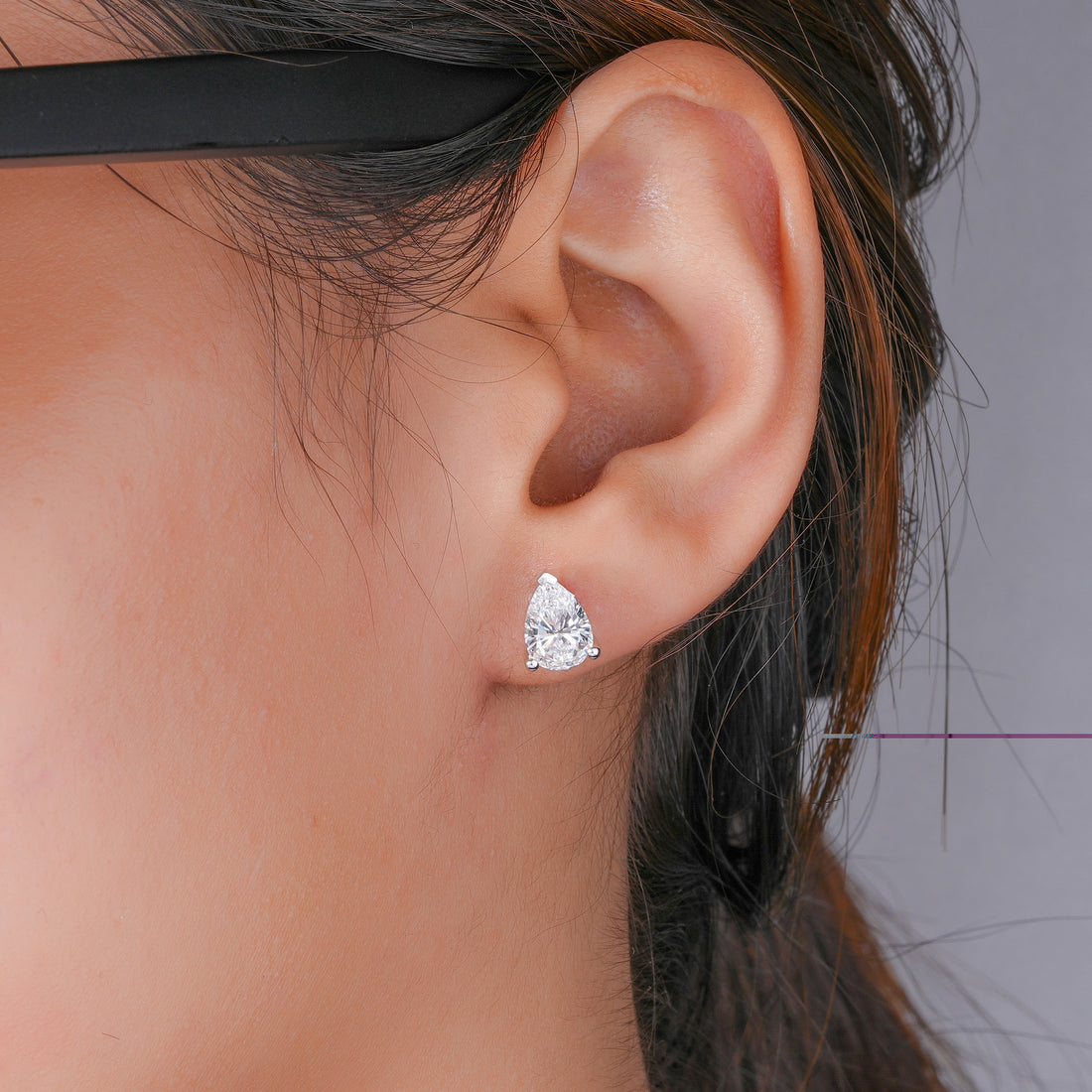 2.20 TCW Pear Cut Lab Grown Diamond Stud Earrings