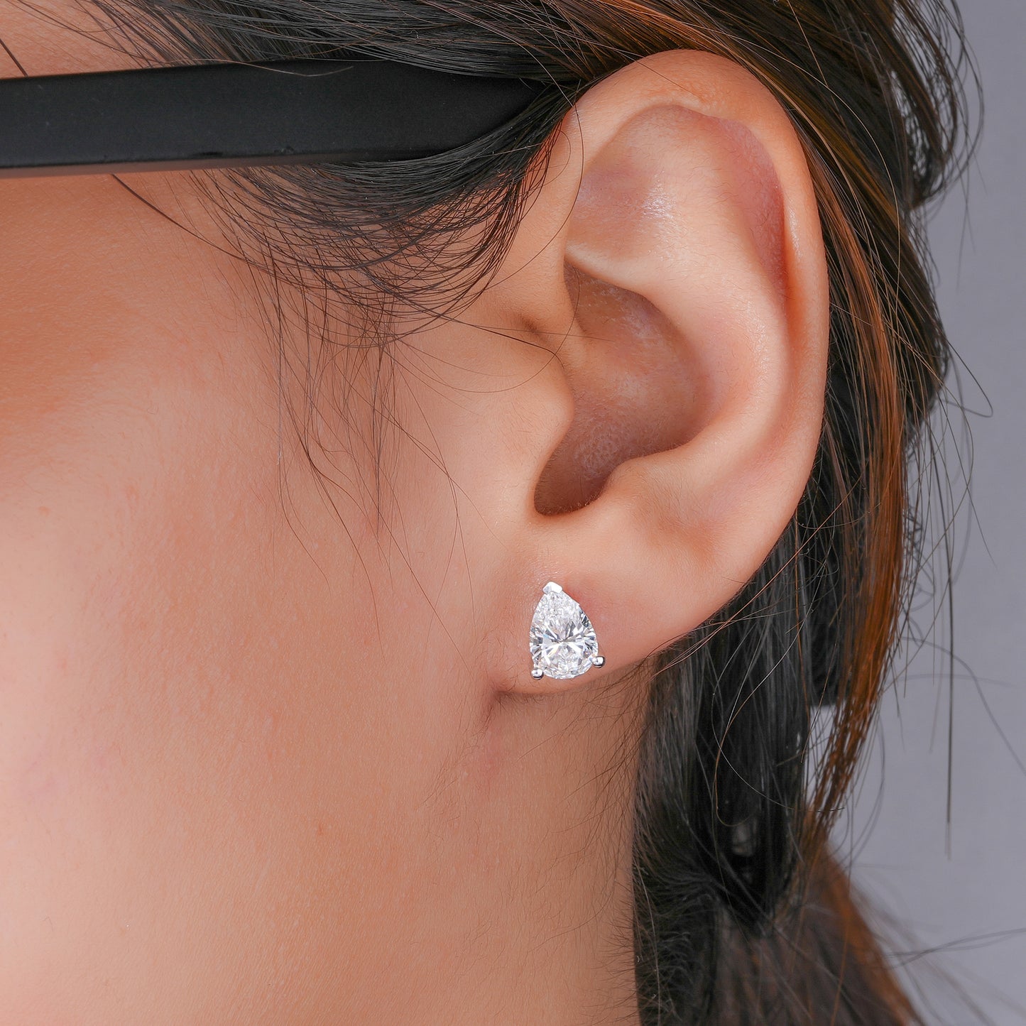 2.15 TCW Pear Cut Lab Grown Diamond Stud Earrings