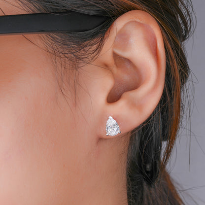 2.15 TCW Pear Cut Lab Grown Diamond Stud Earrings