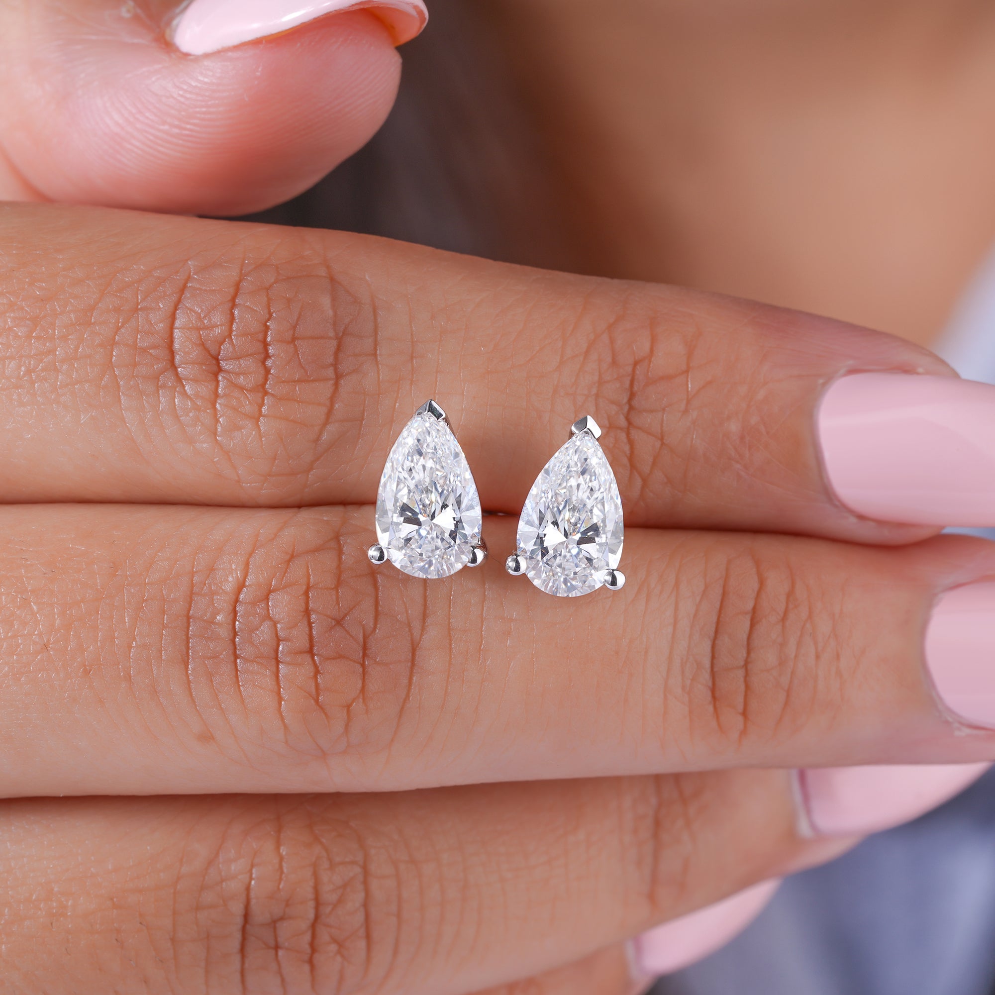 2.40 TCW Pear Cut Lab Grown Diamond Stud Earrings