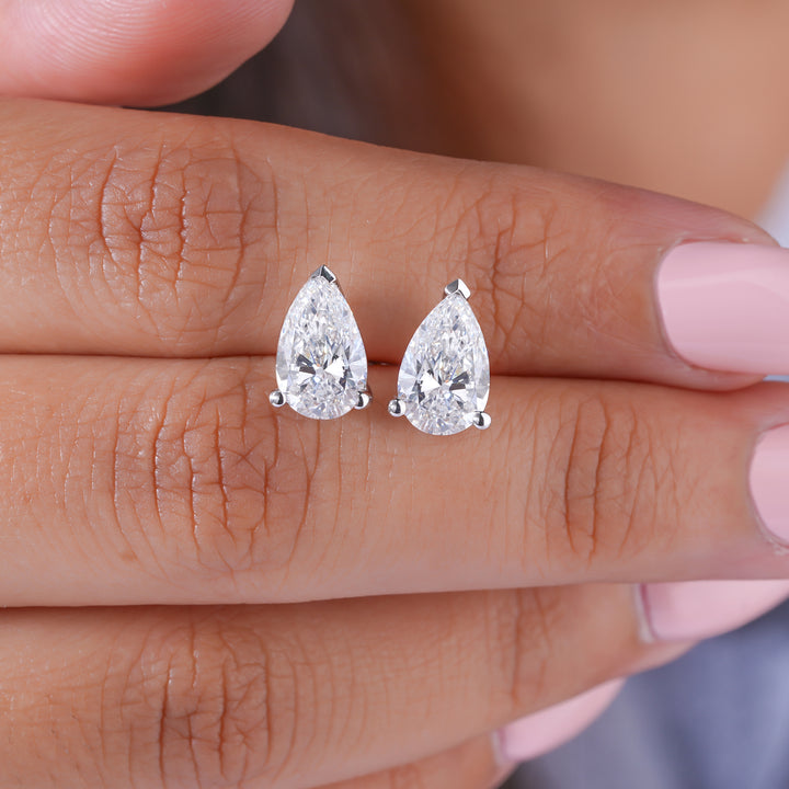 2.15 TCW Pear Cut Lab Grown Diamond Stud Earrings