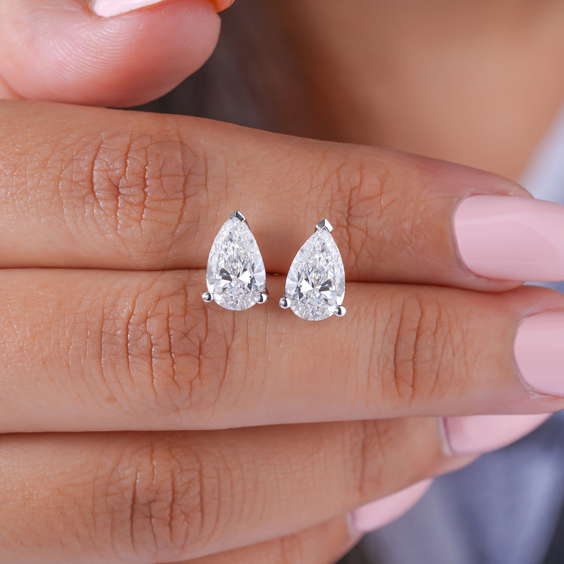 2.50 TCW Pear Cut Lab Grown Diamond Stud Earrings