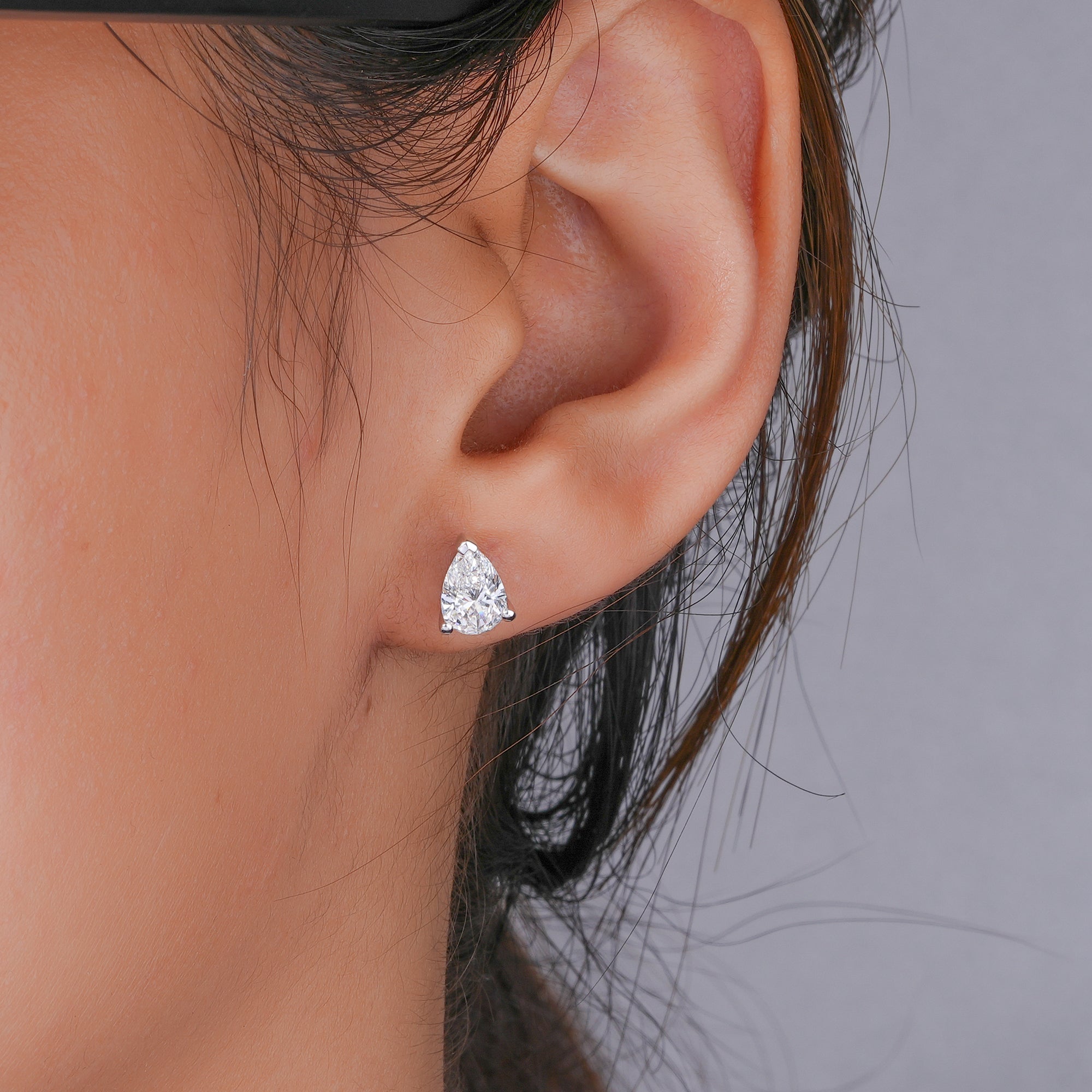 1.50 TCW Pear Cut Lab Grown Diamond Stud Earrings