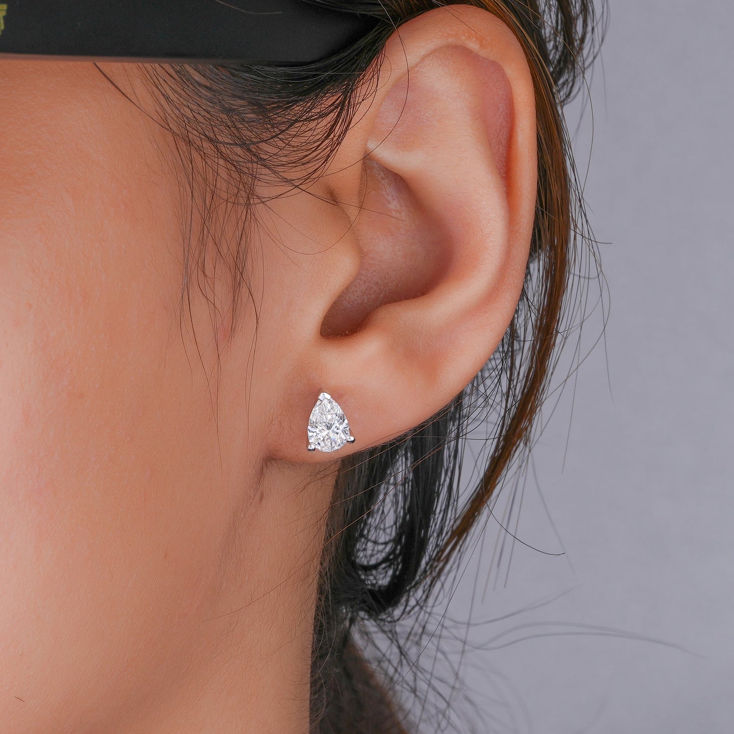 1.0 TCW Pear Cut Lab Grown Diamond Stud Earrings