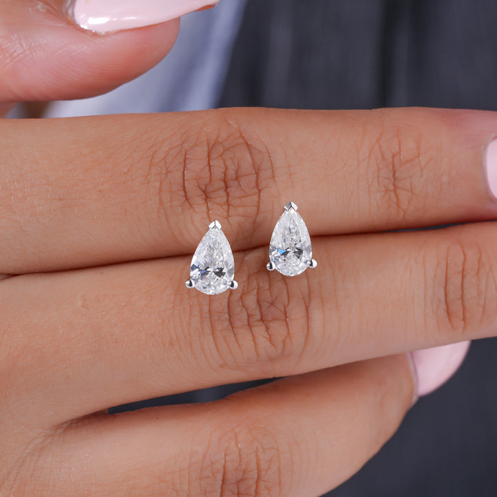 1.50 TCW Pear Cut Lab Grown Diamond Stud Earrings