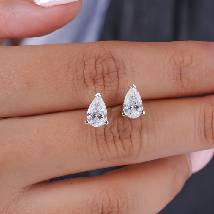 1.0 TCW Pear Cut Lab Grown Diamond Stud Earrings