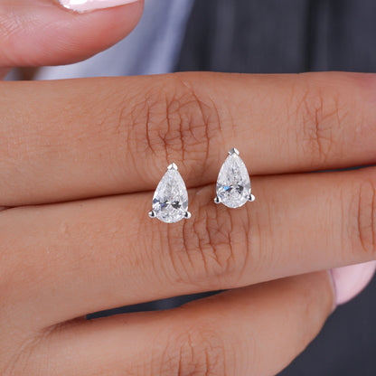 1.0 TCW Pear Cut Lab Grown Diamond Stud Earrings