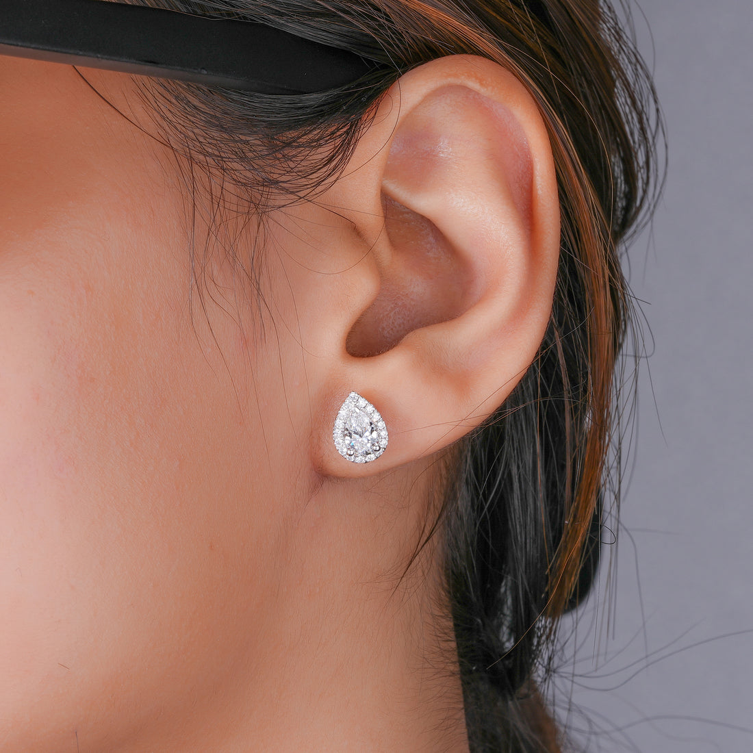 1.30 TCW Pear Cut Lab Grown Diamond Stud Earrings