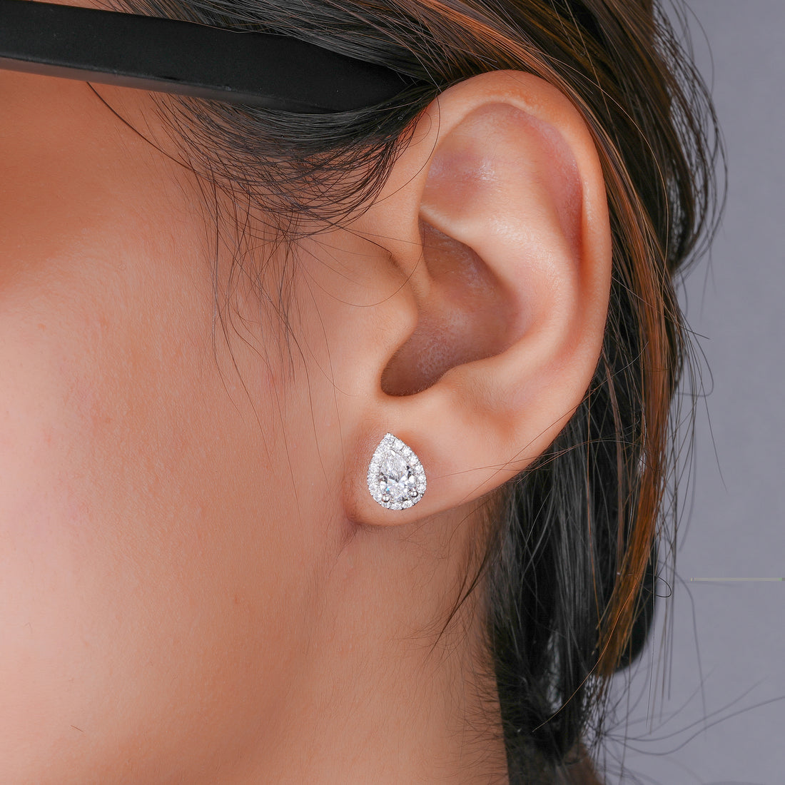 2.40 TCW Pear Cut Lab Grown Diamond Stud Earrings