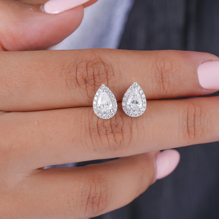 2.40 TCW Pear Cut Lab Grown Diamond Stud Earrings