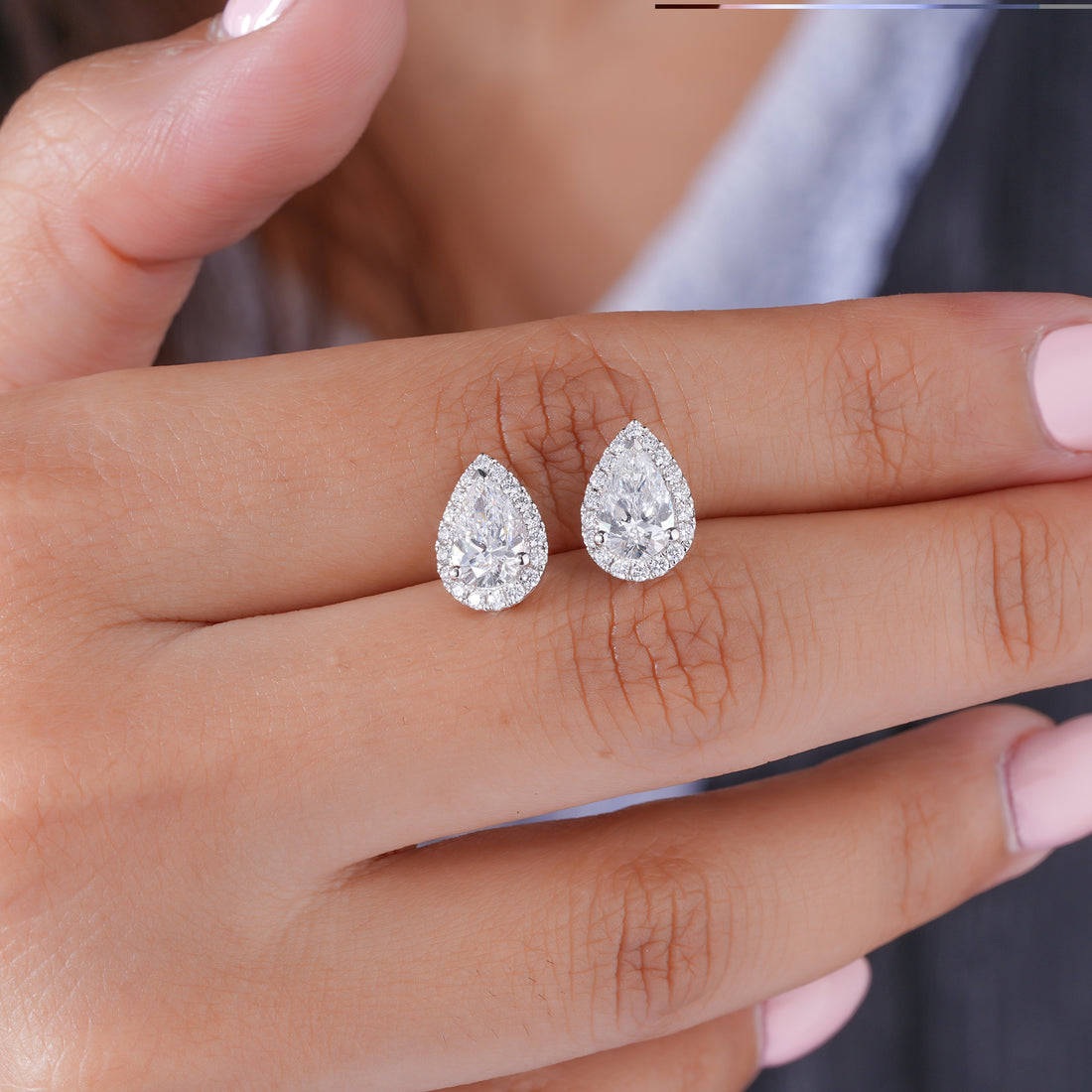 1.80 TCW Pear Cut Lab Grown Diamond Stud Earrings