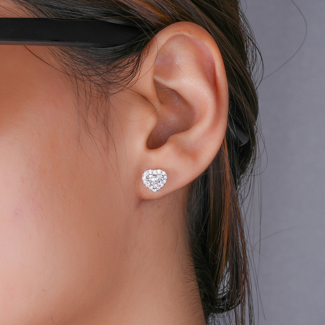 1.0 TCW Heart Cut Lab Grown Diamond Stud Earrings
