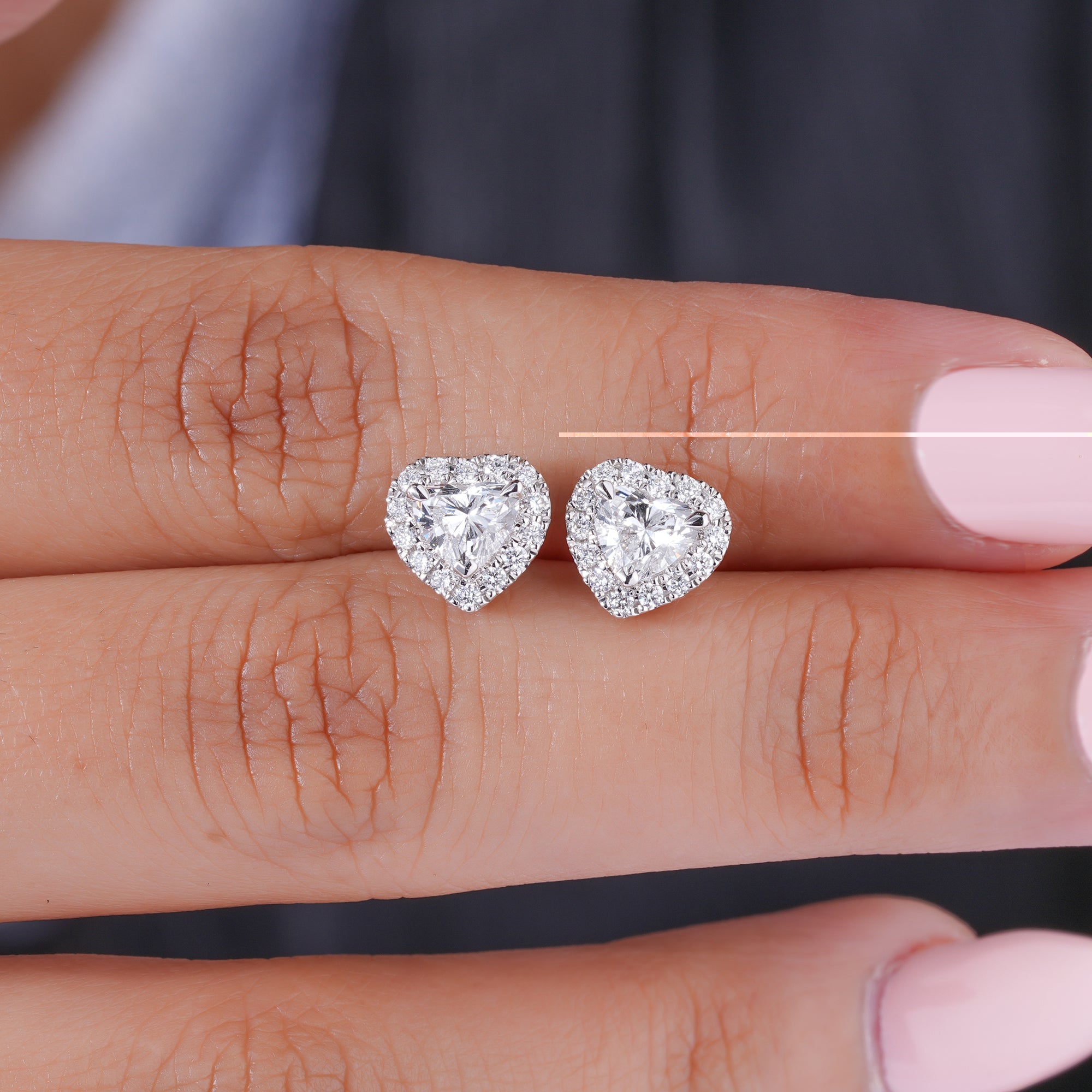1.0 TCW Heart Cut Lab Grown Diamond Stud Earrings