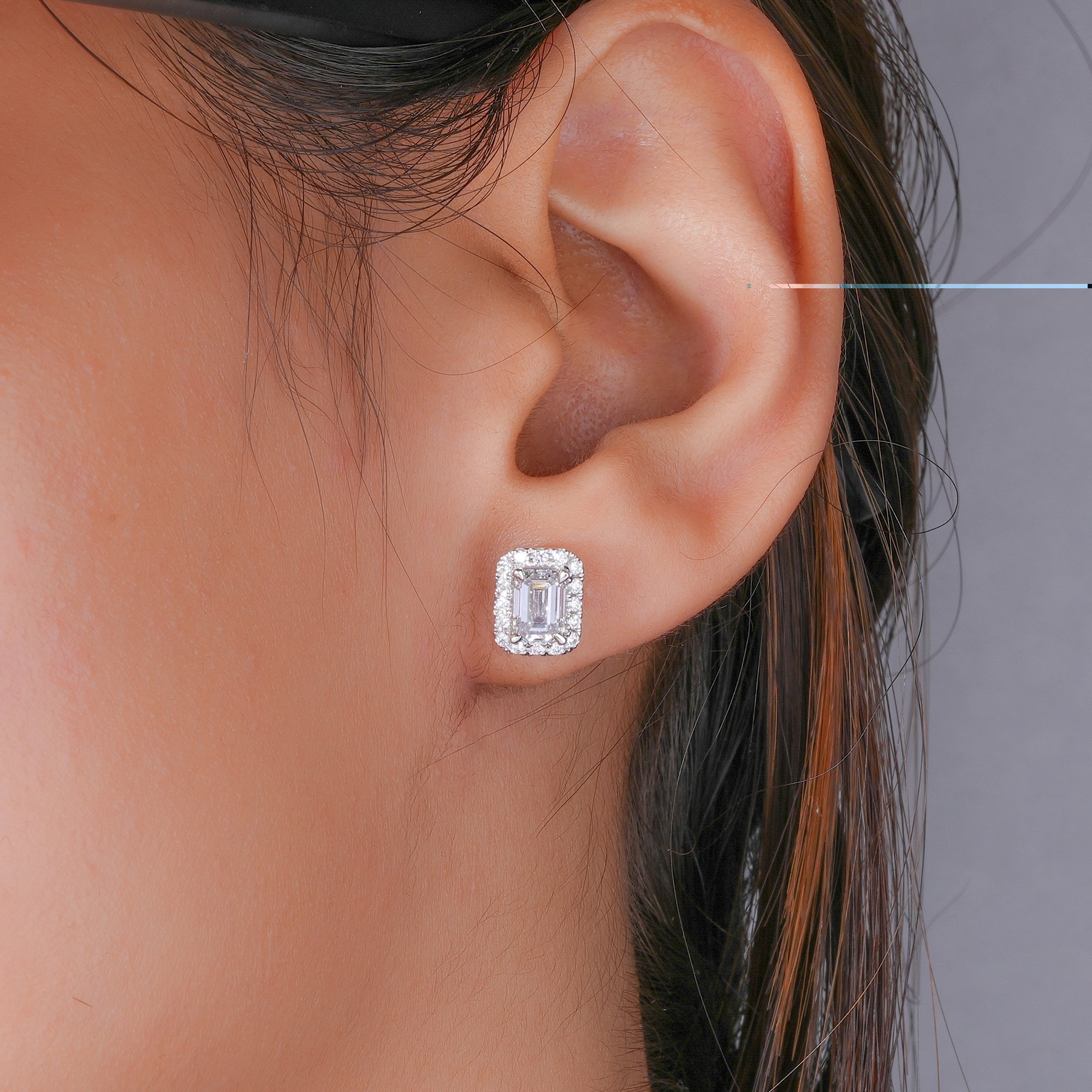 1.60 TCW Emerald Cut Lab Grown Diamond Stud Earrings