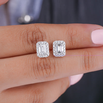 1.60 TCW Emerald Cut Lab Grown Diamond Stud Earrings