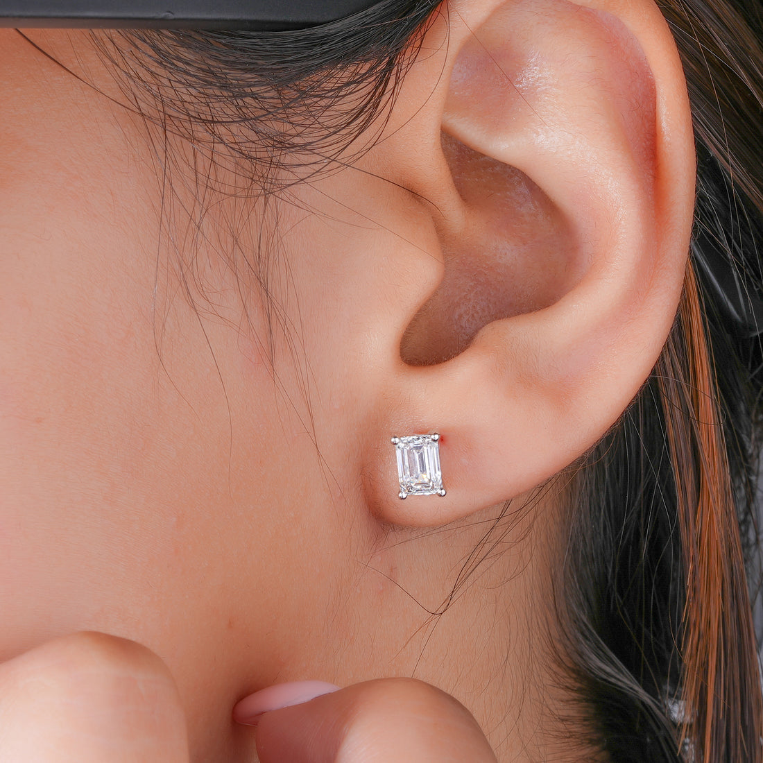 3.0 TCW Emerald Cut Lab Grown Diamond Stud Earrings