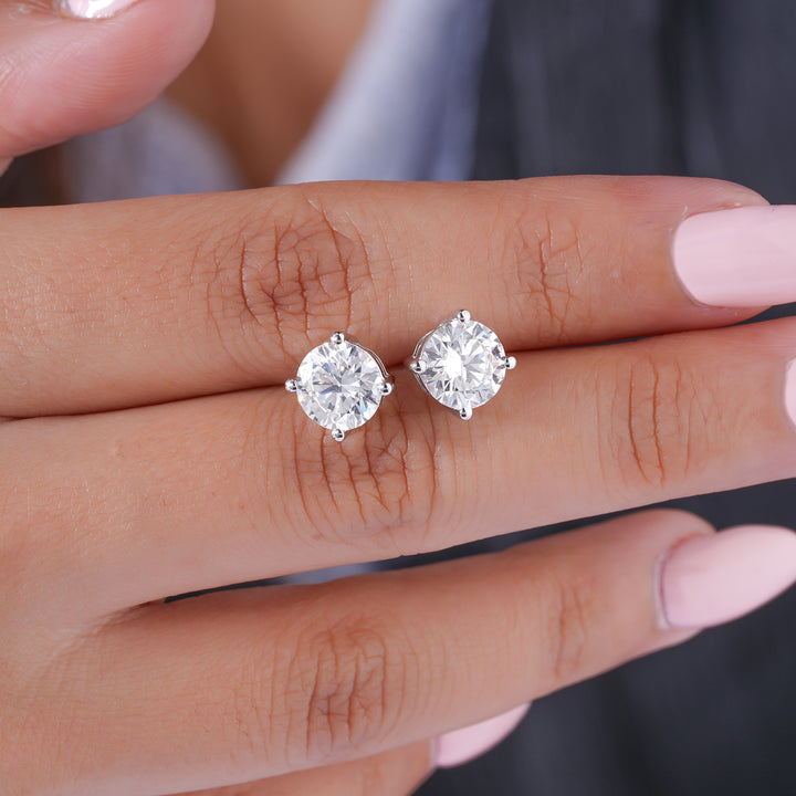 3.0 TCW Round Cut Lab Grown Diamond Stud Earrings