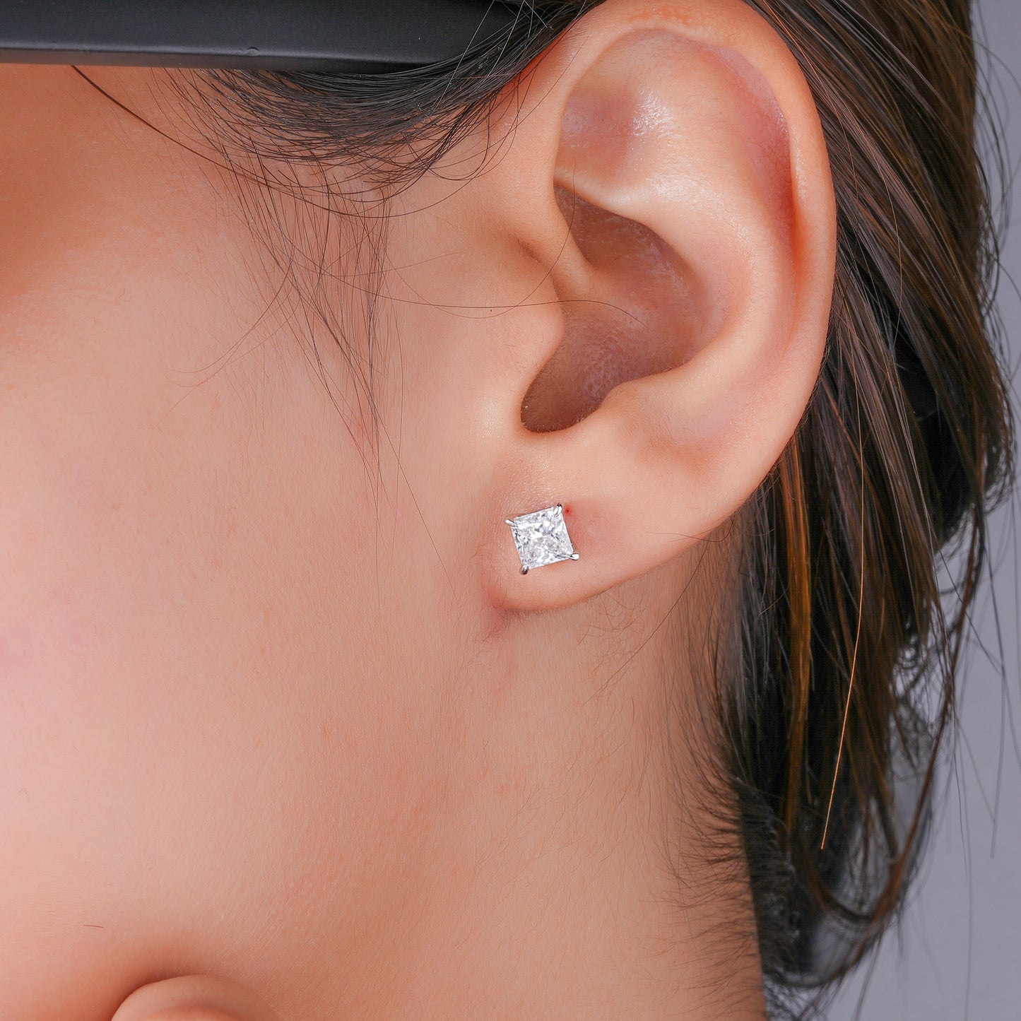 2.20 Princess Cut Lab Grown Diamond Stud Earrings