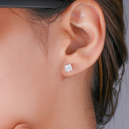 2.20 Princess Cut Lab Grown Diamond Stud Earrings