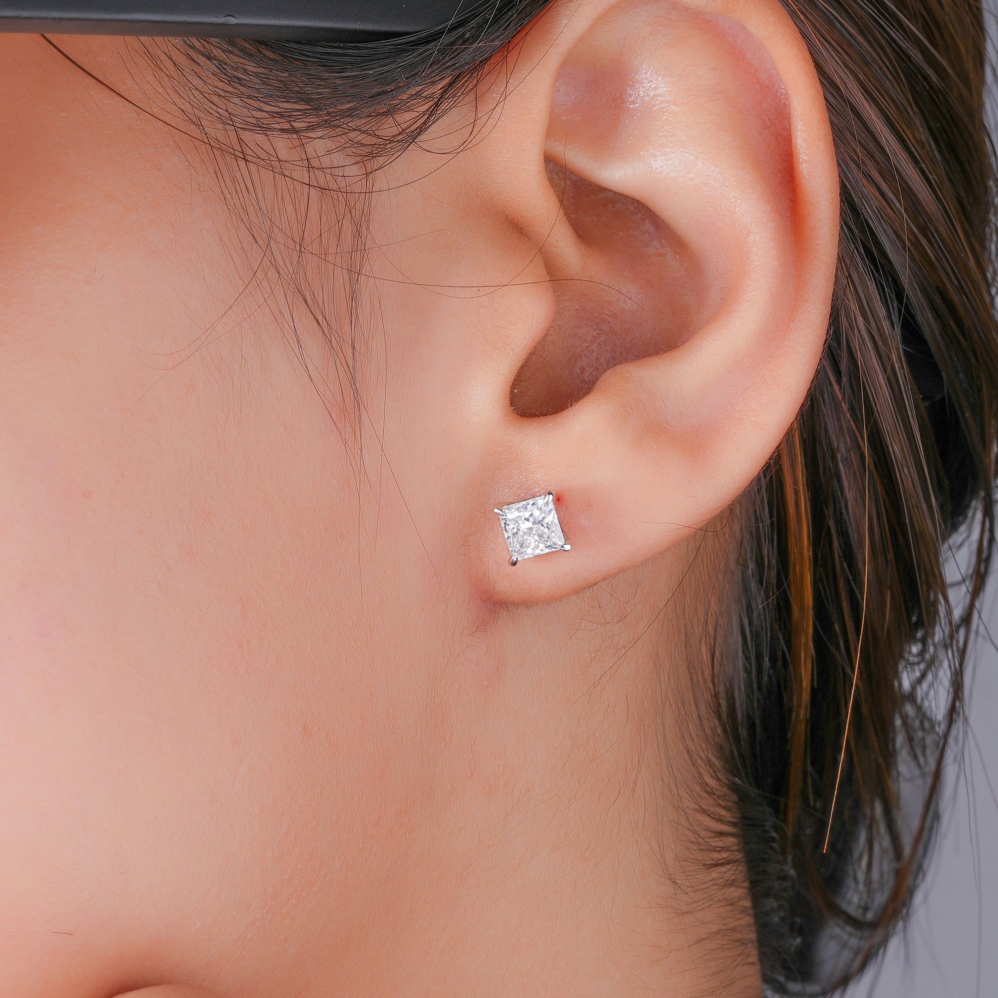 1.25 TCW Lab Grown Diamond Princess Cut Stud Earrings
