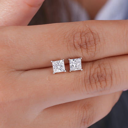 1.20 TCW Lab Grown Diamond Princess Cut Stud Earrings