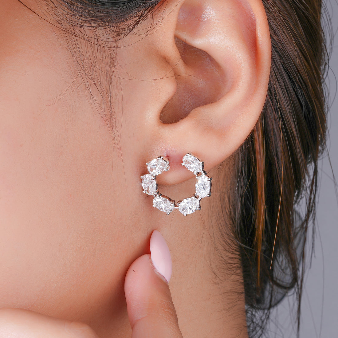 4.60 TCW Oval Cut Lab Grown Diamond Open Earrings