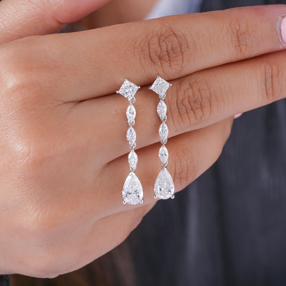 3.50 TCW Lab Grown Diamond Pear Cut Dangle Earrings