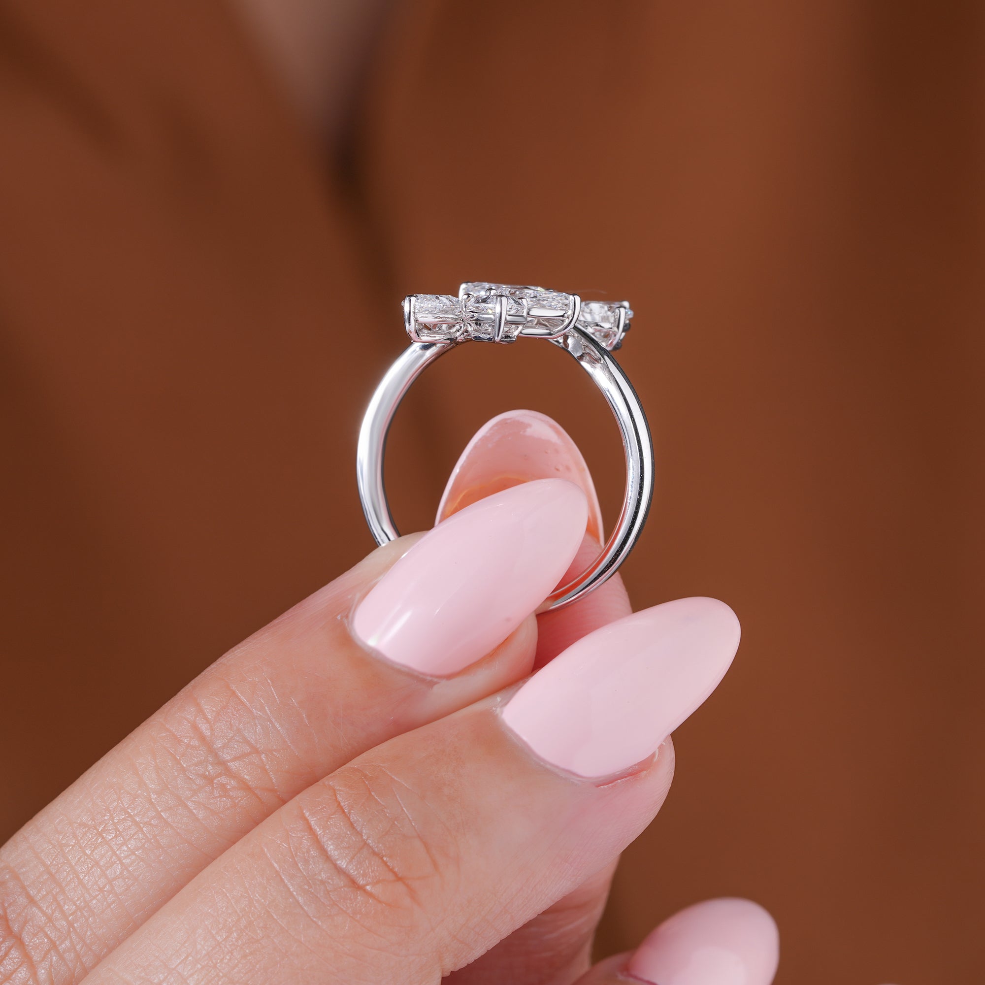 1.9 ct Pear Shape Lab Grown Diamond Bypass Setting Bridal Engagement Ring